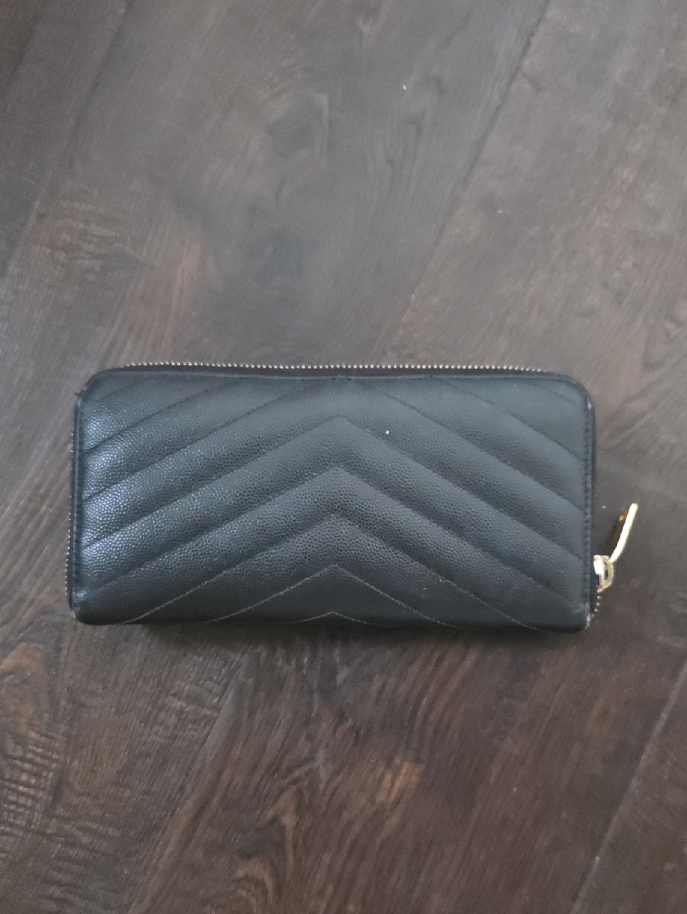 Yves Saint Laurent Black Quilted Zip-Around Wallet with Gold Logo Hardware - Picture 2 of 10